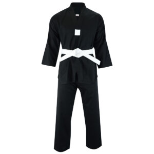 Adult V-Neck Taekwondo Suit Black- 7oz