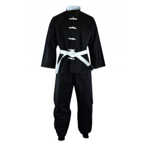 Adult Kung Fu Suit Cotton Black White - 8oz