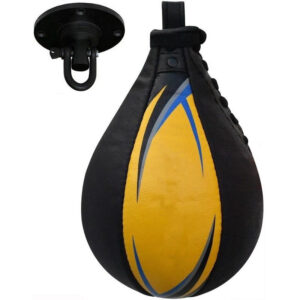 Boxing & MMA Training Leather Speed Bag with Swivel Black/ Yellow